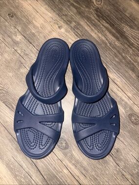 CROCS Navy Blue Women’s Shoe Kelli Slide Sandal Slip On size 6